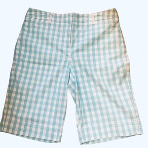 Jones New York Aqua Gingham Shorts